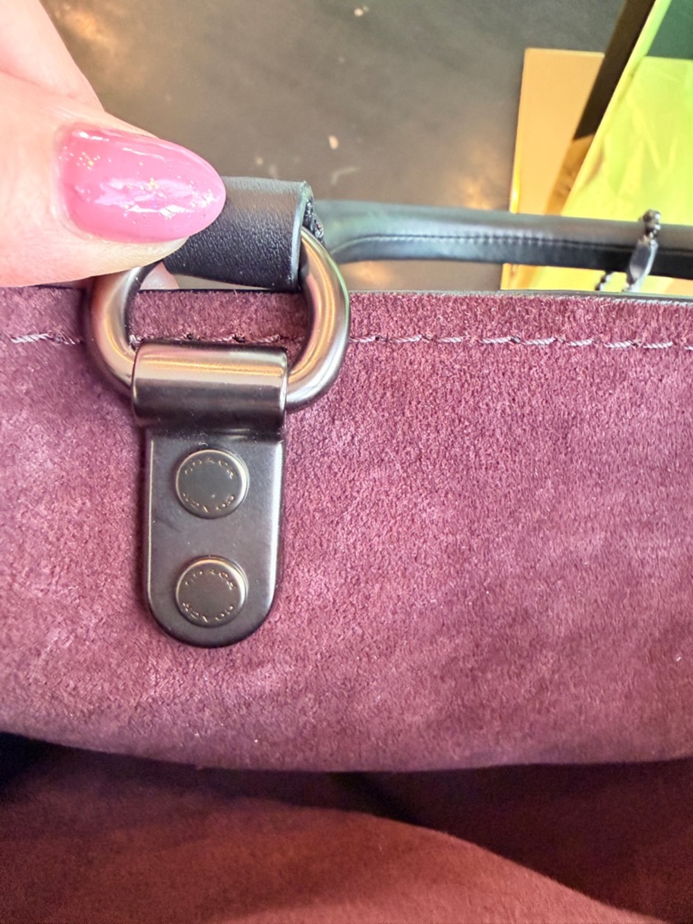 Coach Rogue 30 Floral Leather Sequin Bag Black & Oxblood Style 35613 - Picture 13 of 16